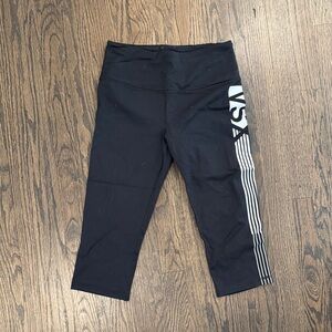 VSX Black Cropped Leggings with White Side Logo